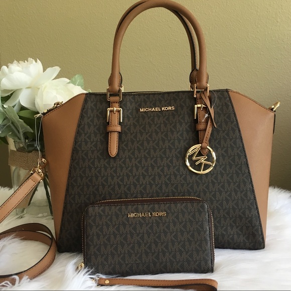 Michael Kors Ciara brown signature Satchel &wallet - Picture 4 of 8